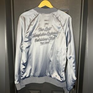 H&M satin look bomber jacket in size small steel blue color is beautiful​​​​